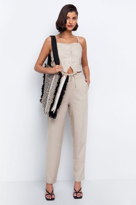 Παντελόνι με μείγμα από λινό Toi & Moi Προσφορές 